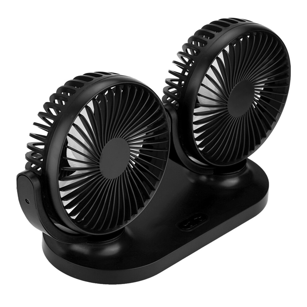 Usb Dual Head Car Fan Portable Air Conditioner Auto Cooler Ventilation 12V Black 9451324608273