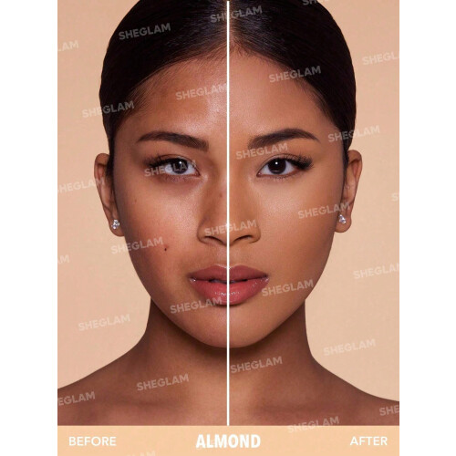 SHEGLAM SKin-Focus Full Coverage Powder Foundation Oil-Control Lttviktspressad Powder Makeup-Peach 1