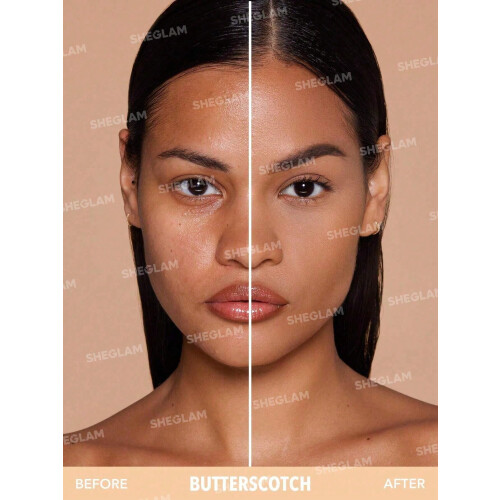 SHEGLAM SKin-Focus Full Coverage Powder Foundation Oil-Control Lightweight Face Pressed Powder Makeup-Shell 1
