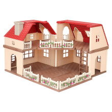 Family Cozy Cabin Puppenhaus Spielset Puppenhausmbel und Zubehr DIY Cottage Rollenspiel-Puppenhuser fr Kleinkinder, Jungen und Mdchen