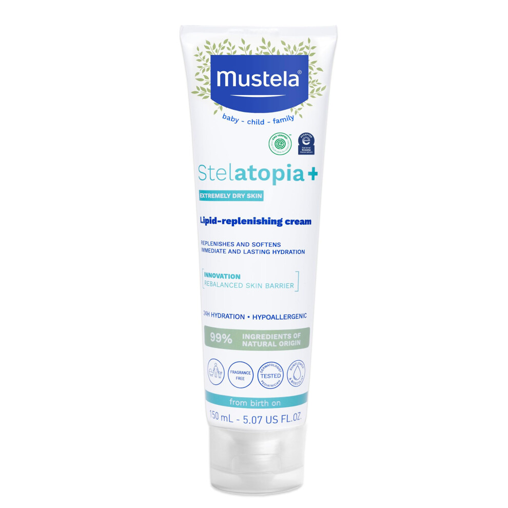 Mustela Cream Stelatopia+ - Lipid-Replenishing - Moisturizer For Eczema-Prone Skin - With Natural Sunflower Oil And Prebiotic - For Babies Kids & Ad