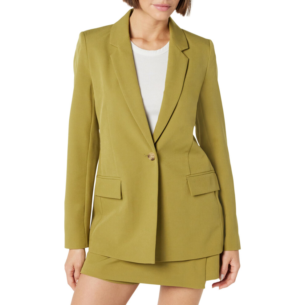 The Drop Women's Blake Long Blazer Olive Oil XL