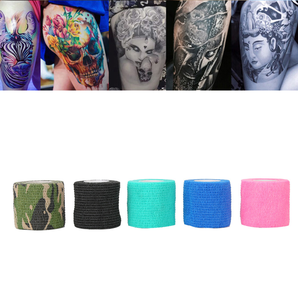 Black/Blue/Pink 5Pcs Disposable Self Adhesive Tattoo Bandage Tattoo Grip Cover Wrap Tattoo Supply