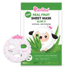 Puttisu Real Fruit -kasvonaamiolevy lapsille - Valmistettu 100 % puuvillasta, kosteuttaa ja rauhoittaa ihoa (aloe - 7 kpl pakkaus)