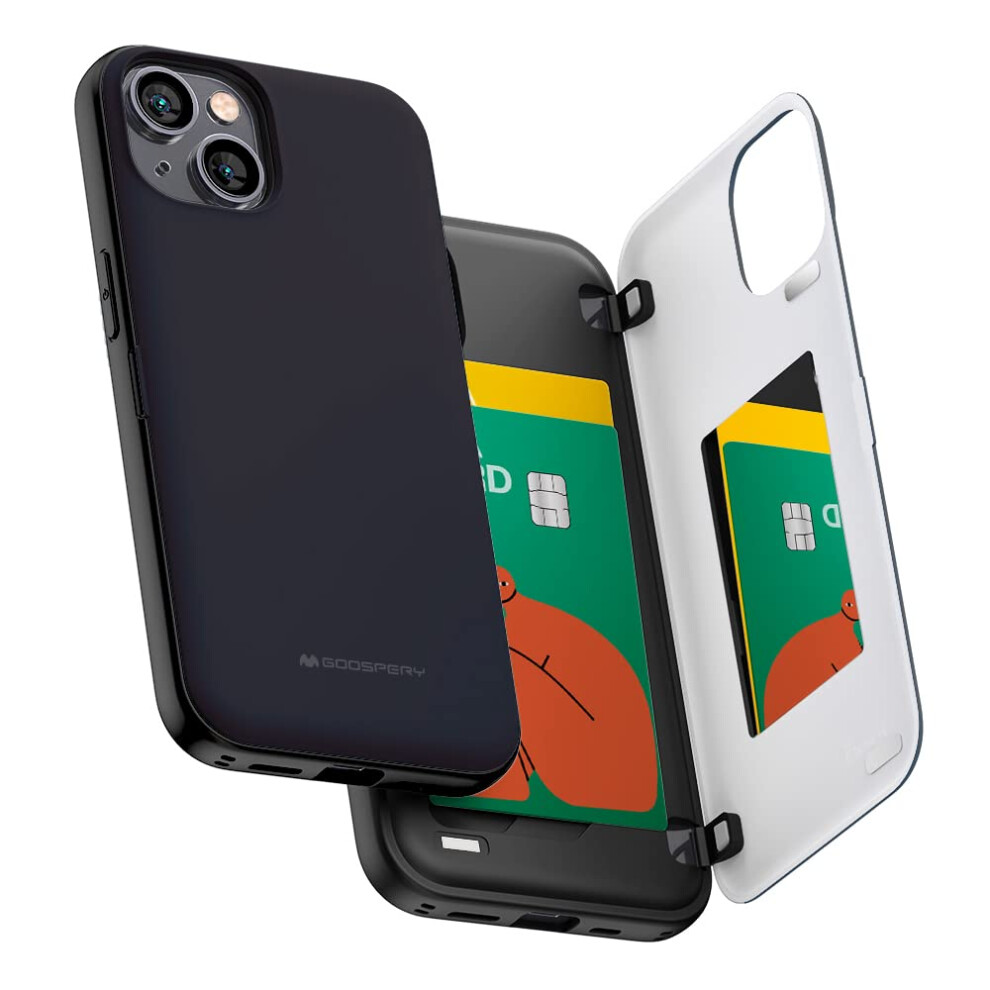 Goospery Magnetic Door Bumper Compatible With Iphone 15 Case Card Holder Wallet Easy Magnet Auto Closing Protective Dual Layer Sturdy Phone Back 8809887917324