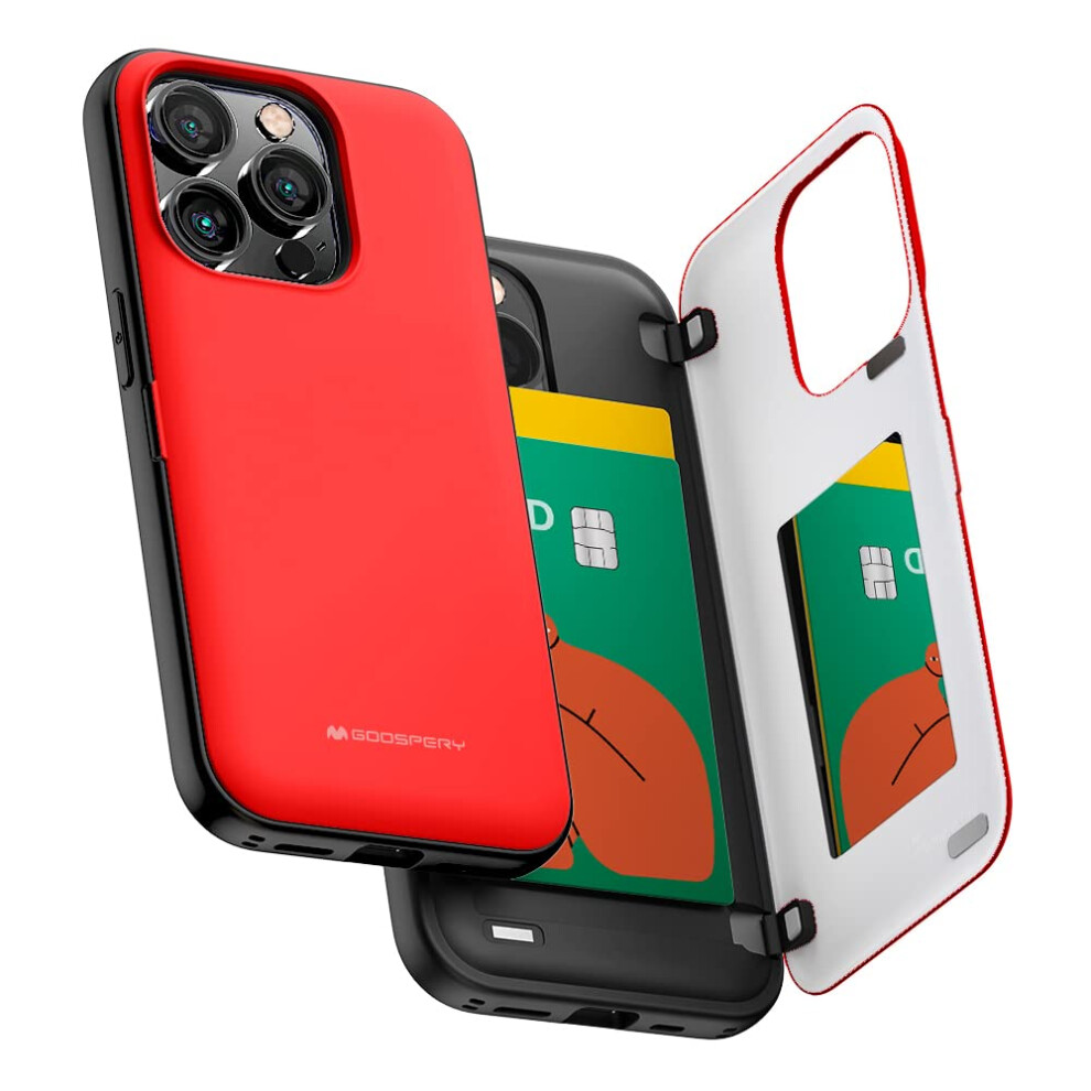 Goospery Magnetic Door Bumper Compatible With Iphone 15 Pro Case Card Holder Wallet Easy Magnet Auto Closing Protective Dual Layer Sturdy Phone 8809887918277