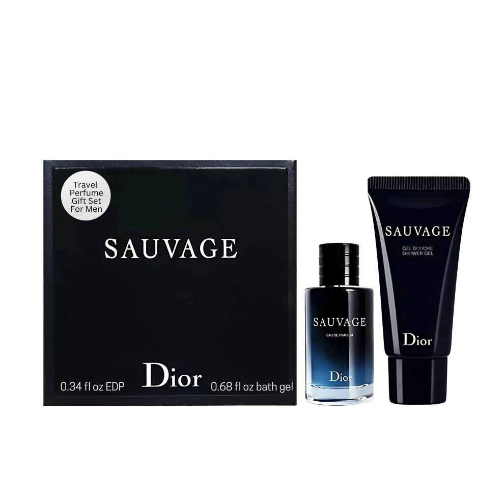 Dior Sauvage Perfume for Men - Mini Fragrance Gift Set EDP & Shower Gel Duo Travel Set