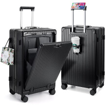 Mrplum Pocket Front Pocket Carry On Baggage PC Valuta ruota spinner Hardside con supporto per tazza di blocco TSA Porta del telefono e porta di ricar