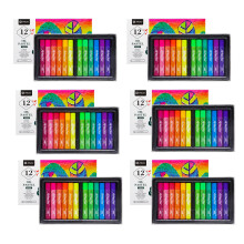 Artecho 72PCS Neon Olie Pastels Set van 12 Kleuren 6 Packs, Zachte Olie Pastels voor Kunst