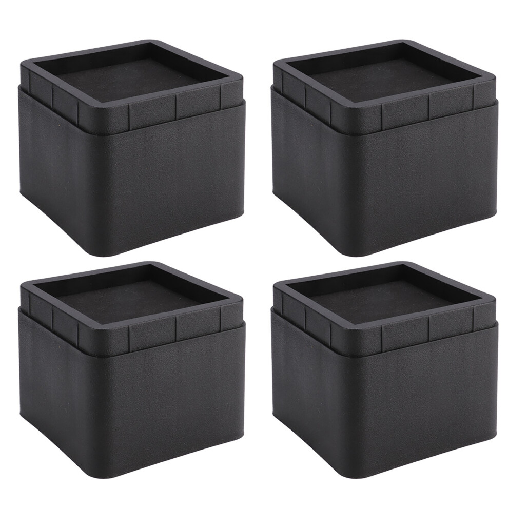 4Pcs Durable Stackable Bed Risers Black Square Moisture Proof Insect Proof Furniture Legs 3091324609007