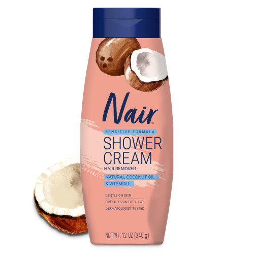 Duschcreme Haarentferner, Sensitive Formel, Natürliches Kokosöl & Vitamin E