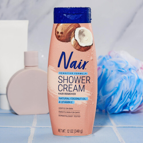 Duschcreme Haarentferner, Sensitive Formel, Natürliches Kokosöl & Vitamin E 1