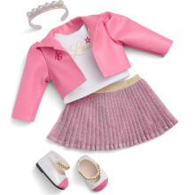 American Girl Truly Me 18-tommer dukke bermthed chic outfit med jakke top nederdel fladt og ankelstropper for aldre 6+