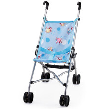 Bayer: Buggy Paraplu-kinderwagen - Blauw en koeienaccessoire voor poppen tot 45 cm Opvouwbaar Speels ontwerp Veiligheidsgordel Kinderspeelgoed va