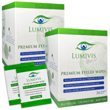 Lumivis Tea Tree Oil jenlgsservietter - 72 individuelt indpakkede puder til daglig jenlgsrensende makeupfjernelse & vippehygiejne - Naturlig