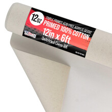 U.S. Art Supply 12"""" Wide x 2 Yards (6 Feet) Long Unstretched Canvas Roll - 100% Cotton 12-Ounce Triple Primed Gesso Acid-Free - Pro Artist Qua