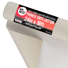 U.S. Art Supply 24"""" Wide x 6 Yards (18 Feet) Long Unstretched Canvas Roll - 100% Cotton 12-Ounce Triple Primed Gesso Acid-Free - Pro Artist Qu