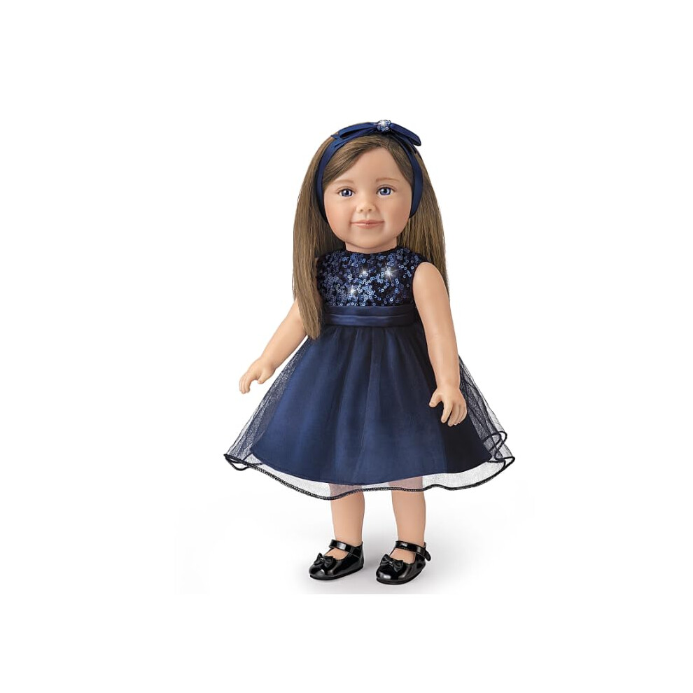 The Ashton-Drake Galleries Lucy Child Doll 18 Pouces Posage Arms Sapphire Blue Party Robe Avec Accessoires Collectionner Avec Stand-image