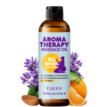 Kukka Aromatherapy Massage Oil per terapia di massaggio - 3,38 FL Oz - 100% Pure Natural - Terapia di aroma arancione per la lavanda per olio per il