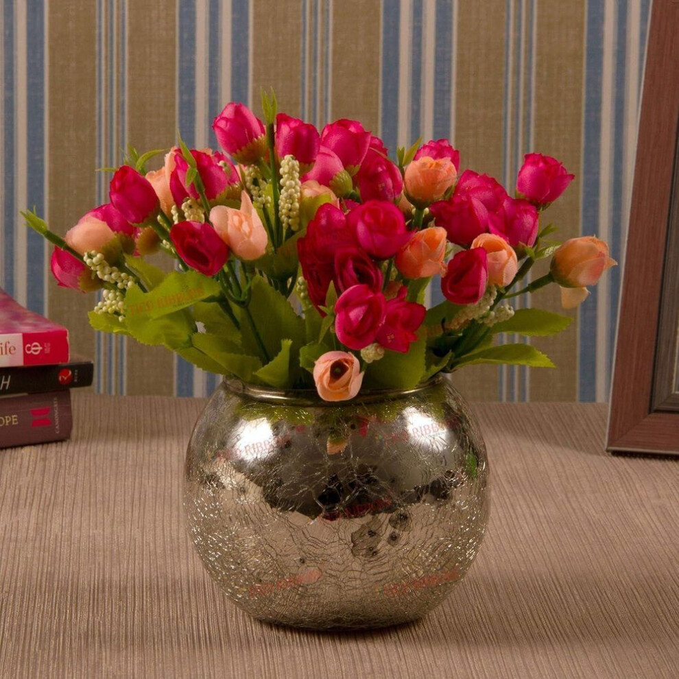 Latest Flowers With Mercury Glass Vase For Home Decor Center Table Bedroom Living Room And Office Decoration