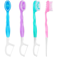 B Rush Prepasted All in 1 Toothbrush Complete Oral Care 5 in 1 Toothbrush Include Toothpaste Tongue Cleaner Dental Floss and Pick Individual Wr