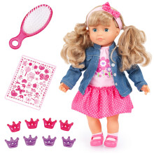 Bayer: Mijn eerste Charlene - 16"""" Geluidenpop - Kussende en lachende geluiden Jean Jacket Roze en bloemen Zachte lichaamspop Kinderspeelgoed van