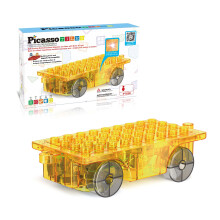 PicassoTiles Magnetplattor Motoriserad bilbas Sjlvsvngande rundstrlande lastbil med ljus och motorlekset Magnetiska plattor Konstruktion Byggs