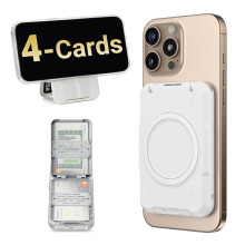 PROfezzion dobbeltsidet magnetisk telefonpung RFID-blokerende Snap-on Hard Shell-kortholder 4-kort designet til MagSafe Kompatibel med iPhone 16