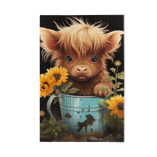 Hochlandkuh-Sonnenblumen-Tier-Puzzle, 1000 Teile, Spielzeugspiele, pdagogisches Geschenk, Heimdekoration fr Erwachsene und Kinder, S0404726