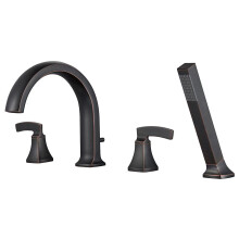 Artiqua Roman Tub Faucet Deck Mount Tub Filler Oil Rubbed Bronze Waterfall Bathtub Faucets 4 Hole Brass Bathroom Faucets with Hand Shower