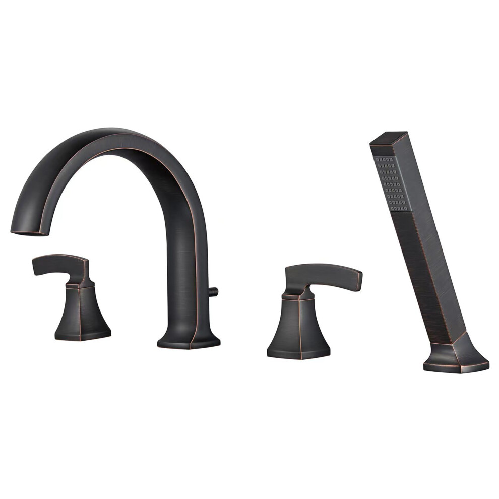 Artiqua Roman Tub Faucet Deck Mount Tub Filler Oil Rubbed Bronze Waterfall Bathtub Faucets 4 Hole Brass Bathroom Faucets With Hand Shower 793087941303