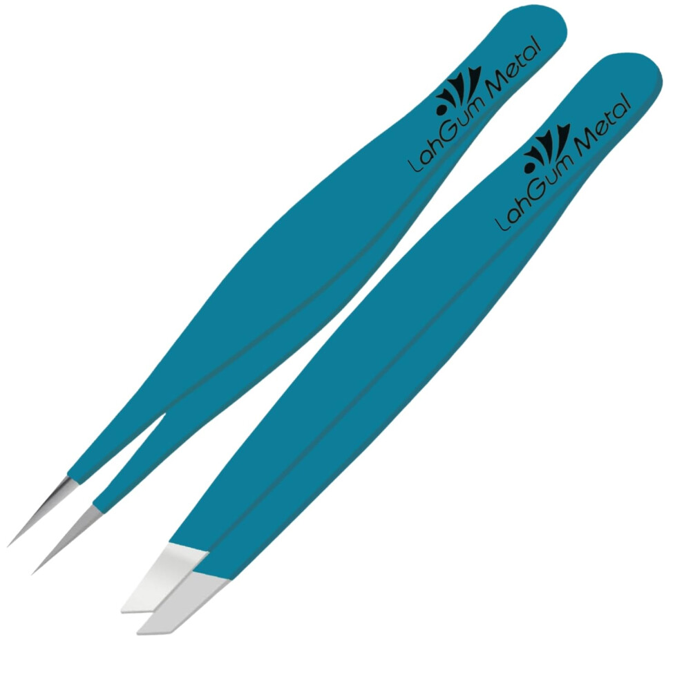 Lahgum Metal Best Tweezers For Eyebrows Professional Tweezers For Women Facial Hair Ingrown, Chin Hair Plucker Hair Remover, Sharp Slanted Eyebrow Clippers Precisi