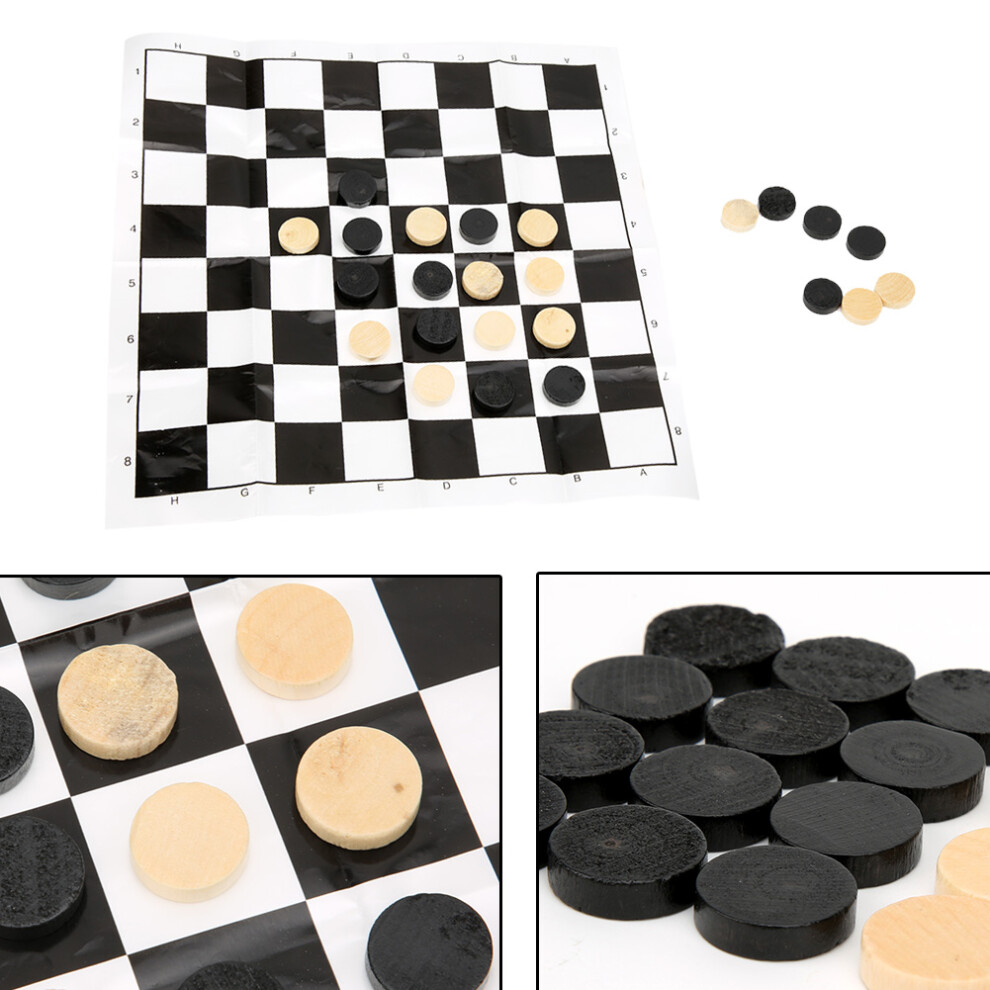24PCS Wooden International Draught Checker Game Set Wood Chess Pieces With Chessboard Toy Gift