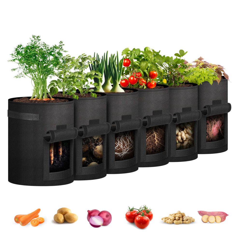 Ipower Kartoffel-Anzuchts Cke Mit Klappe, 10 Gallonen, 6Er-Pack, Gartenpflanztopf Mit Robustem Griff Und Erntefenster, Verdickter Vliesstoff, Ent-image