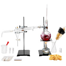 VEVOR Essential Oil Distillation Kit 500ml Distillation Apparatus 3.3 Boro Lab Glassware Distillation Kit with Alcohol Lamp Ceramic Mesh and 2