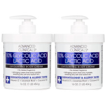 Advanced Clinicals 10 % Glykolsure + Milchsure Lotion Peeling-Feuchtigkeitscreme mit Hyaluronsure-Feuchtigkeitscreme | AHA-Peeling-Krpercreme ver