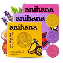 ANIHANA Feel-Good S?be Variety 3 Pack med kokosolie og sheasm?r Sk?nsom rensende Parabenfri Cruelty Free Berry Mango og Lavendel duft 4,2 oz hver