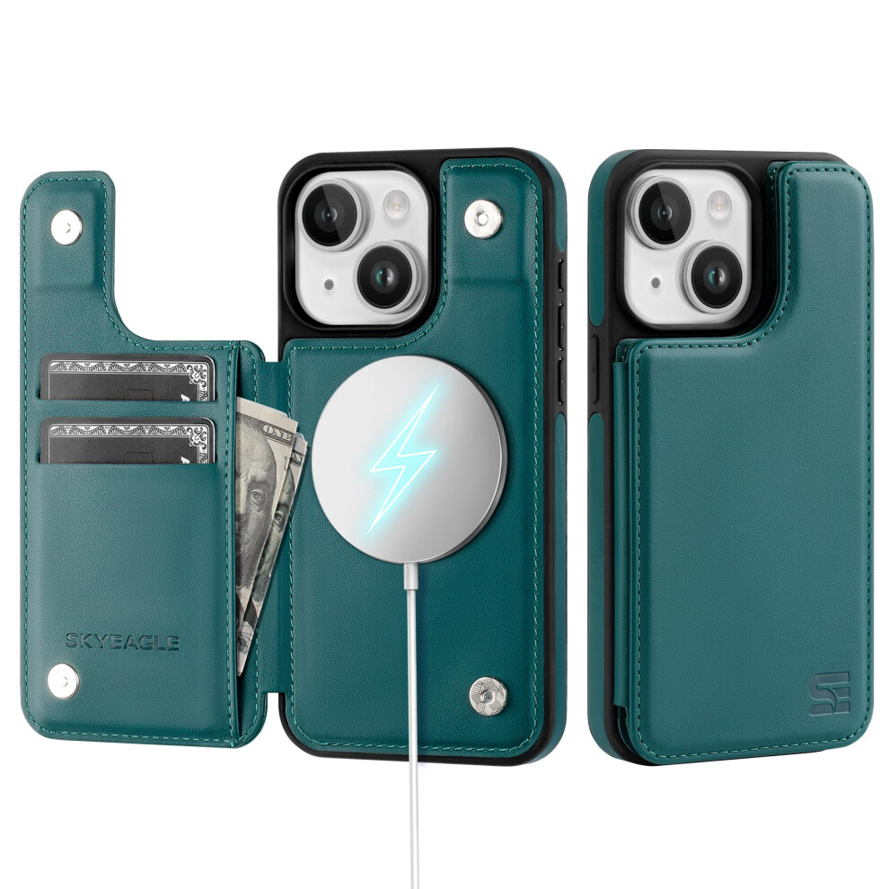 Skyeagle Fr Iphone 15 Brieftaschen-Schutzhlle Mit Kartenhalter, Kompatibel Mit Magsafe, Stnder, Rfid-Blockierendes Flip-Cover, Kreditkartenfc-image