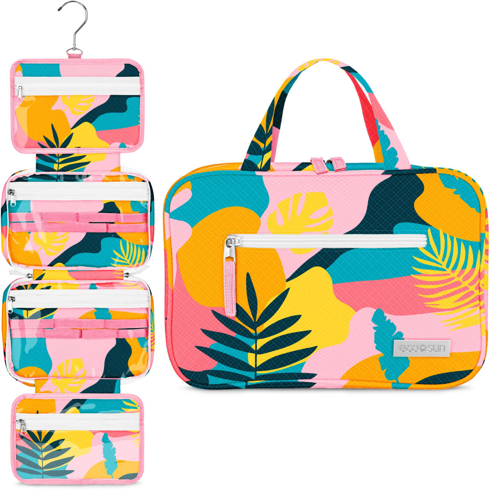 Eco Sun Hanging Travel Toiletry Bag - Designed in Hawaii - Water-resistant Travel Organizer for Bathroom Accessories-image-OPC-PHWVHS2-NEW