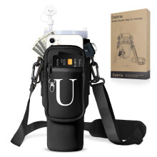 Dabria Sac a bouteille d'eau A-Z initiale avec poche de telephone pour Stanley 40 oz Tobeurs en neoprene Pagniere de bouteille d'eau avec un boll