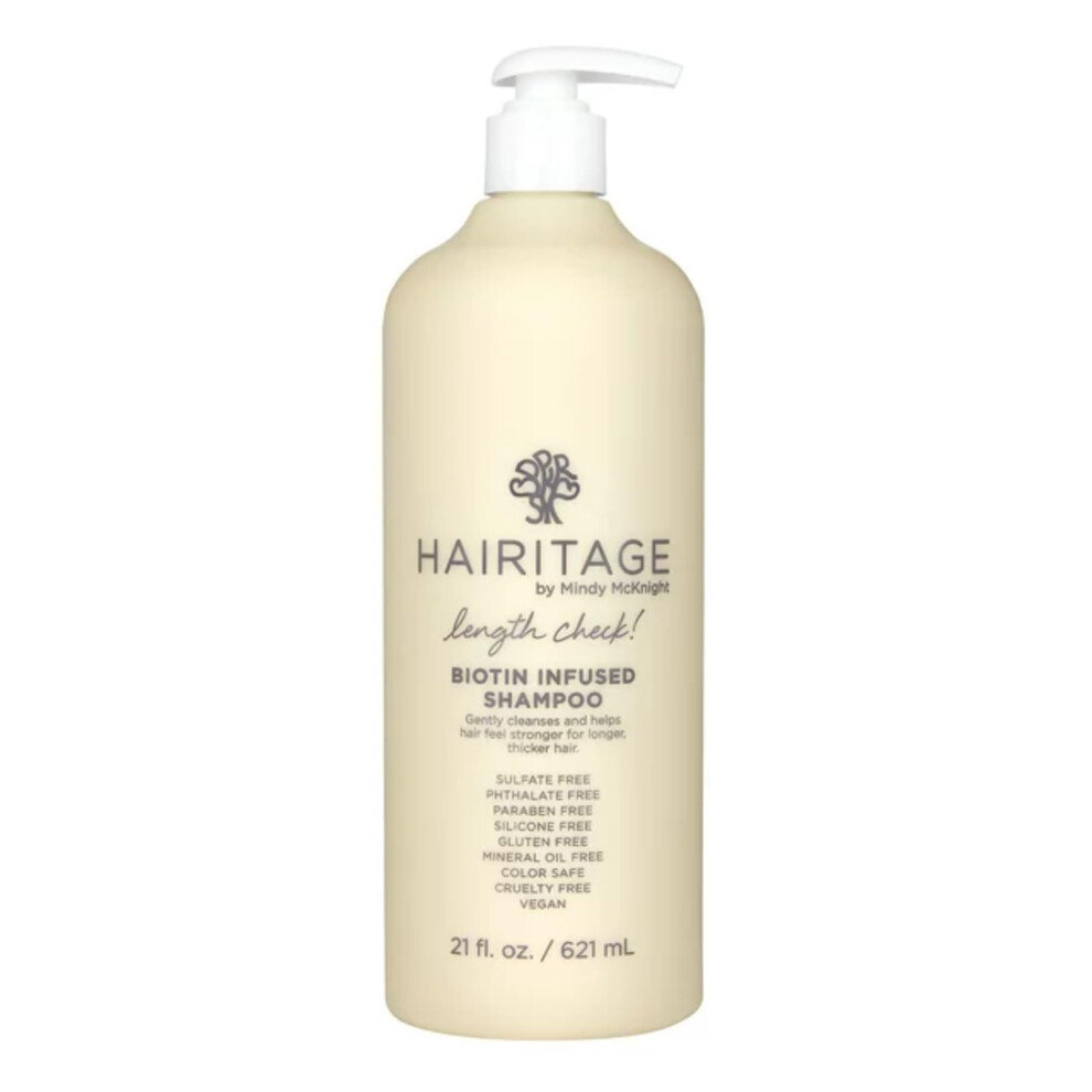 Hairitage Black Length Check Biotin Shampoo With Jamaican Castor Oil - Thickening + Volumizing - Sulfate Free + Color Safe + Vegan - Hydrating Re