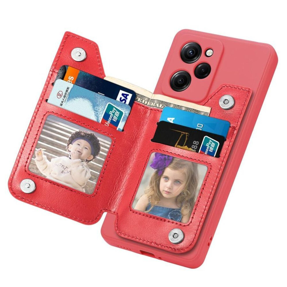 (, Redmi 9A) Fashion Leather + Tpu Phone Case With Stand & Card Slot For Iphone Samsung Xiaomi Anti-Drop Stylish And Functional Protective Cover Red 4252908726094