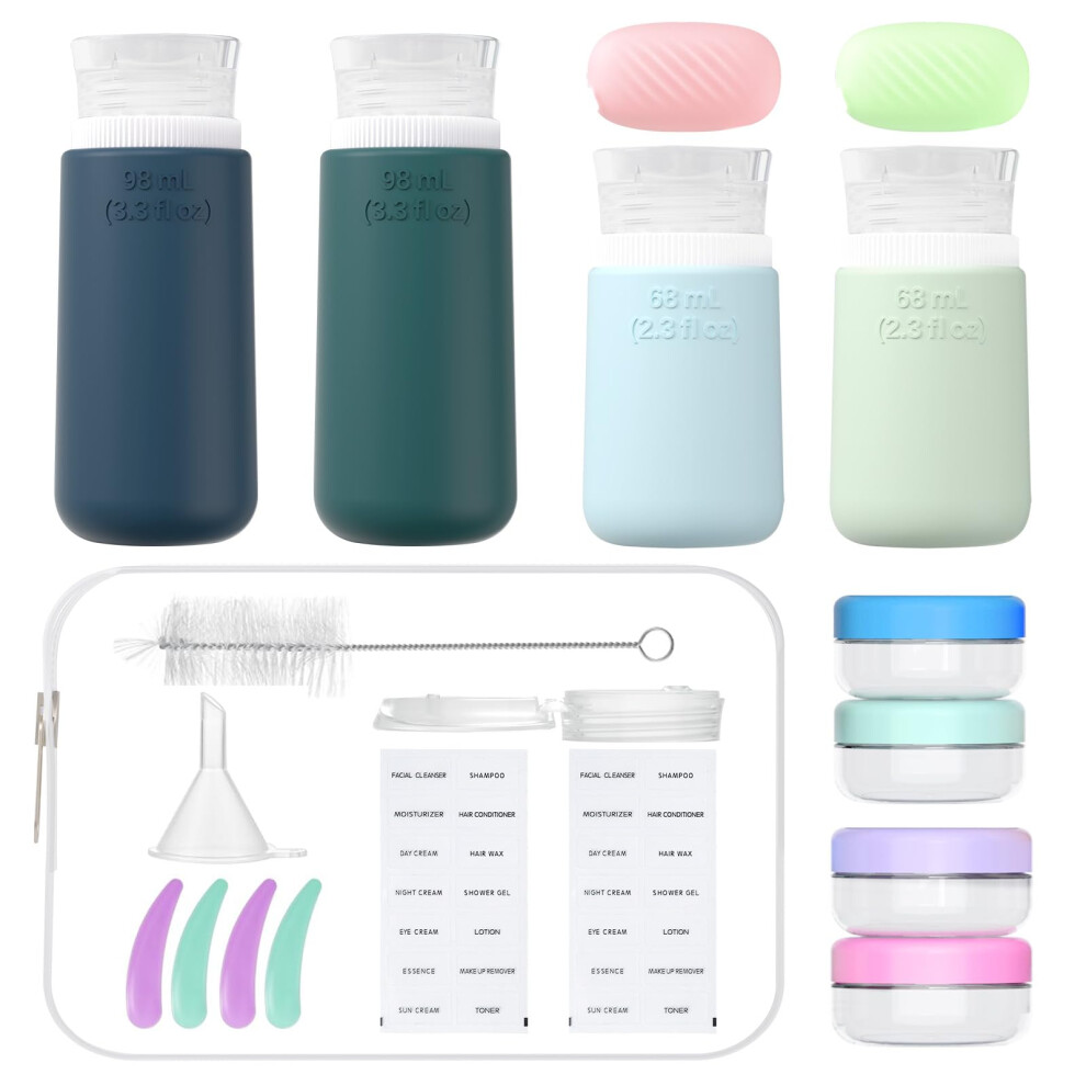Vinofes 20 Pack Travel Bottles Set Ultrasonic Craft - TSA Approve Silicone Travel Size Containers for Toiletries Vacation Essentials & Accessorie