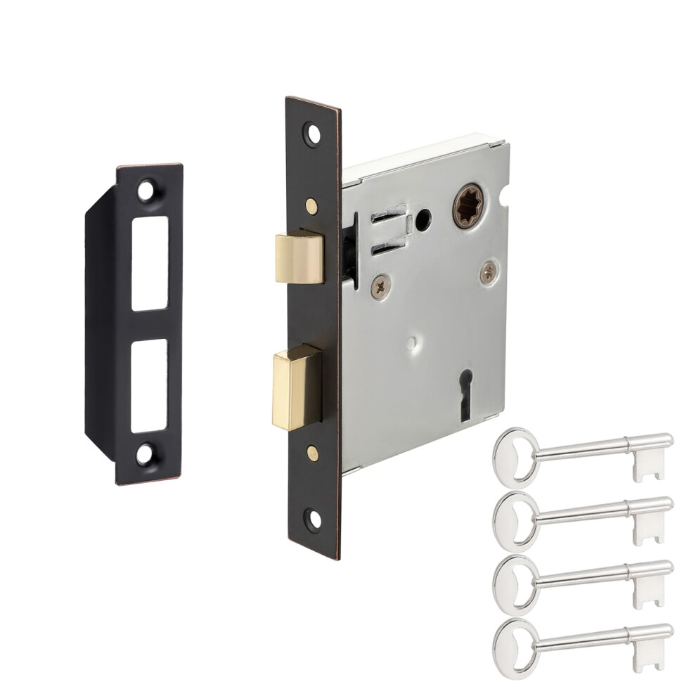 Old Mortise Lock Replacement Parts  Vintage Style Indoor Mortise Lock Assembly Kit with Antique Skeleton Keys and Reversible Latch Bolt  Mortise-image-OPC-PHWVMGM-NEW