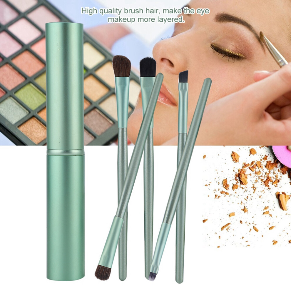 Green 5Pcs Portable Cosmetic Brush Eyeshadow Foundation Powder Brush Set Makeup Tool (Green)