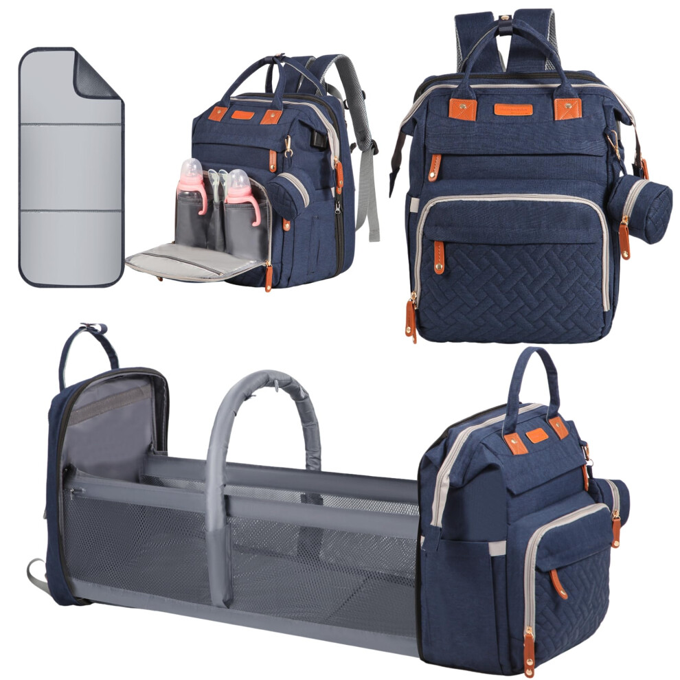 Baby Diaper Bag Backpack with Diaper Changing Station Multi-functional Travel Diaper Waterproof Backpack for Baby Boys and Girls Folding Port