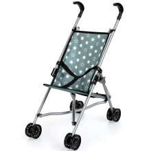 Bayer: Buggy Paraplu Kinderwagen - Groene & Witte Sterren - Voor Poppen tot 18"