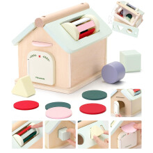 Giocattoli in legno di Pillowhale per bambini 12 mesi giocattoli per bambini in legno 5 in 1 Oggetto permanenza Smelling e impilamento del giocattolo