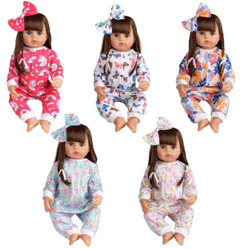Doce Dolly Reborn Baby Doll Roupas Acessrios 5 Conjunto de Roupas de Boneca Macaco Bow Headband Roupas para Bonecas de 20 a 22 Polegadas 10 Pe 1