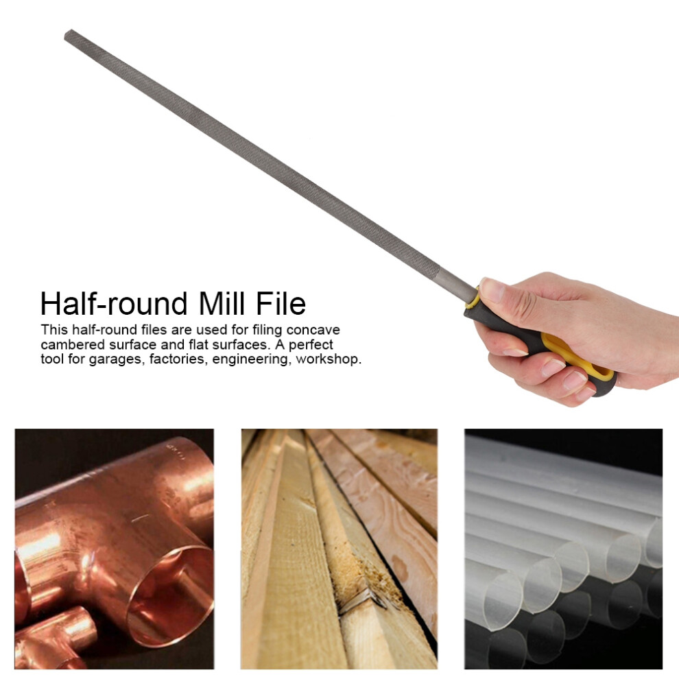 12In Round Mill Steel File Rasp With Handle Sharpening Shaping Tool For Metal Projectsfine Teeth File 8771324614076